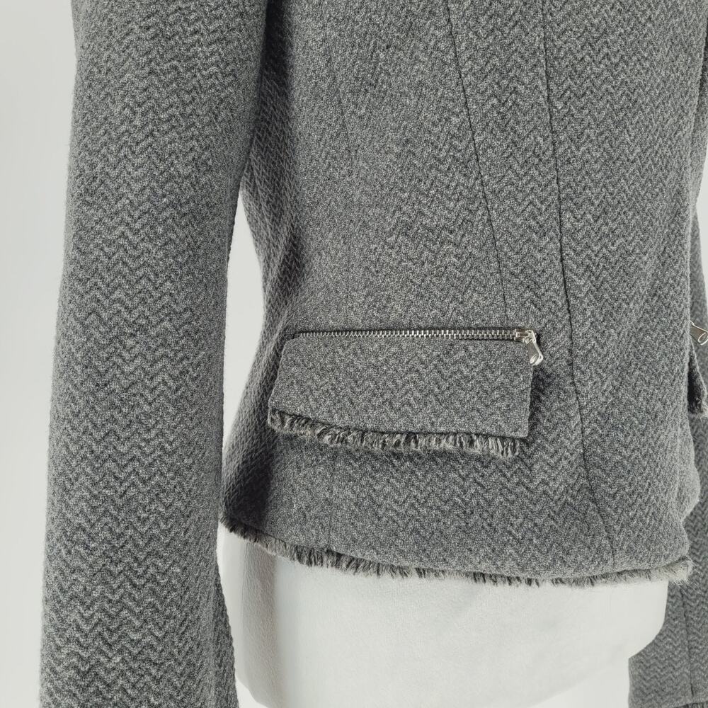 ZARA Trafaluc Outerwear Womens Gray Wool Blend Moto Biker Cropped Jacket Size M - Picture 3 of 10